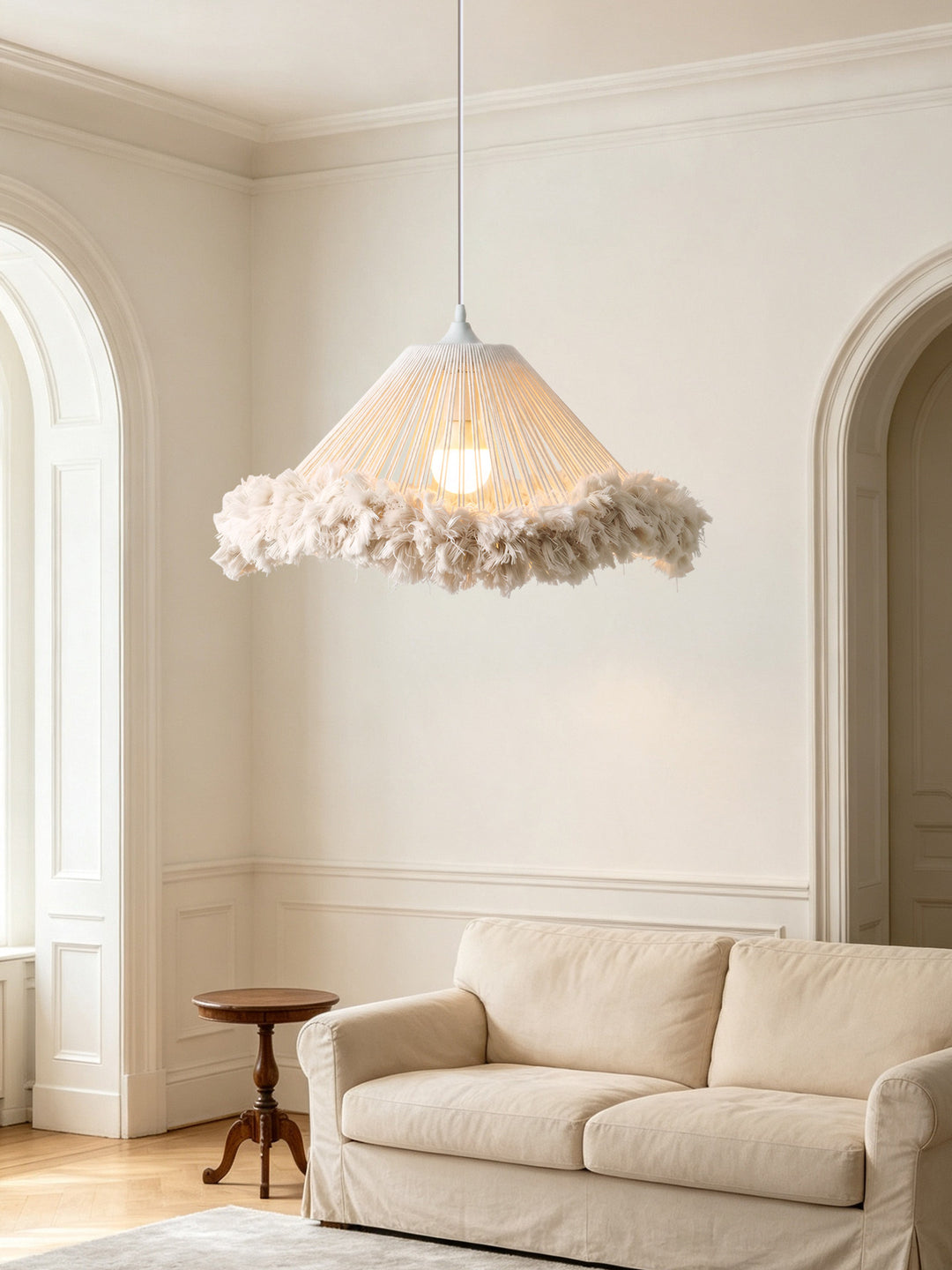 Meringue Fringed Cotton Cone Pendant Lamp