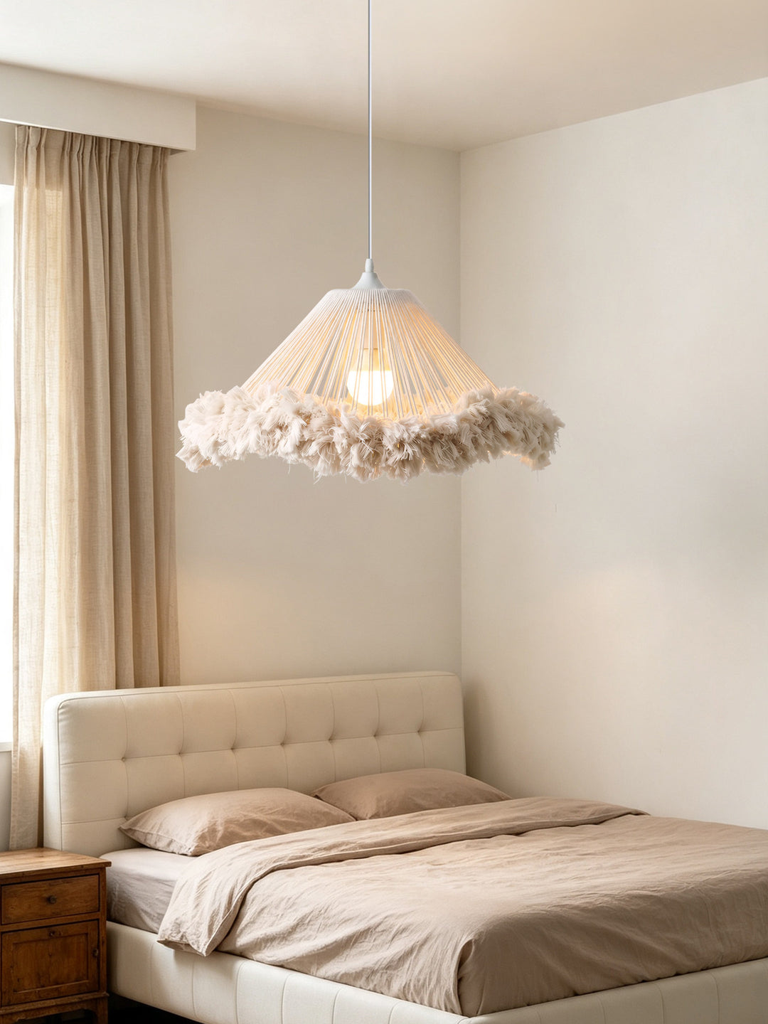 Meringue Fringed Cotton Cone Pendant Lamp