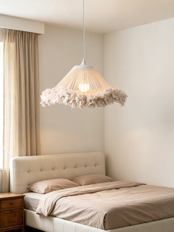 Meringue Fringed Cotton Cone Pendant Lamp