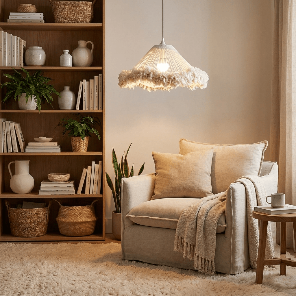 Meringue Fringed Cotton Cone Pendant Lamp - Vakkerlight