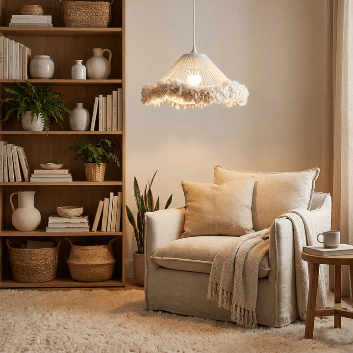 Meringue Fringed Cotton Cone Pendant Lamp - Vakkerlight