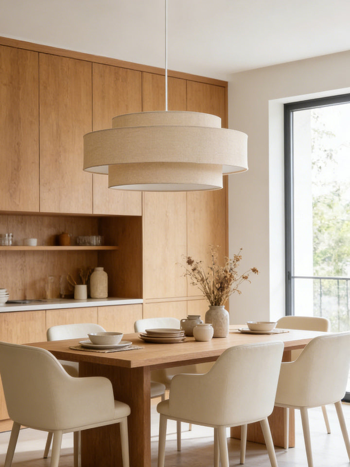 Mesa Tiered Linen Pendant Lamp - Vakkerlight
