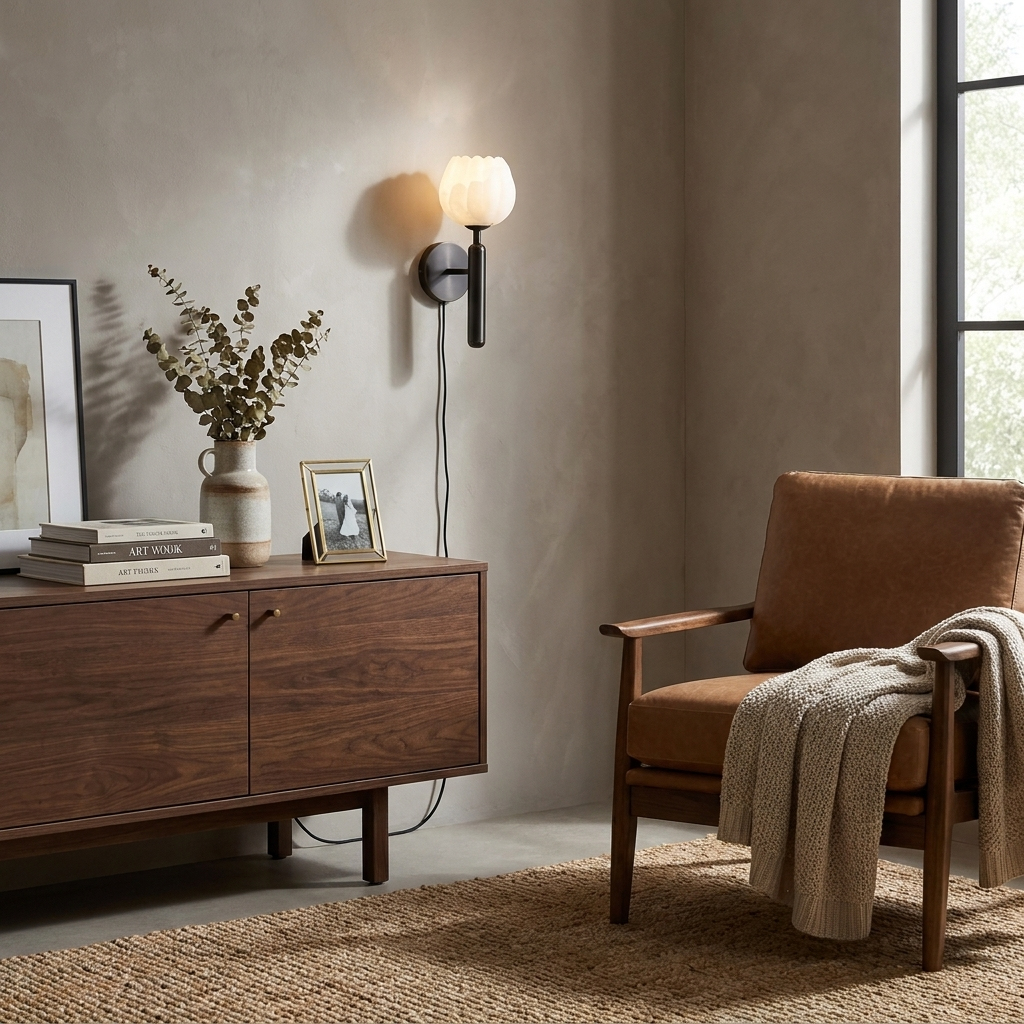 Mian Alabaster Plug-in Wall Lamp
