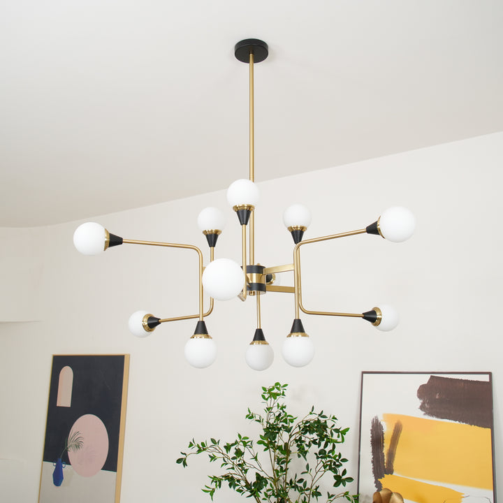 Mid-Century Six-Arm Globe Chandelier – detail 6