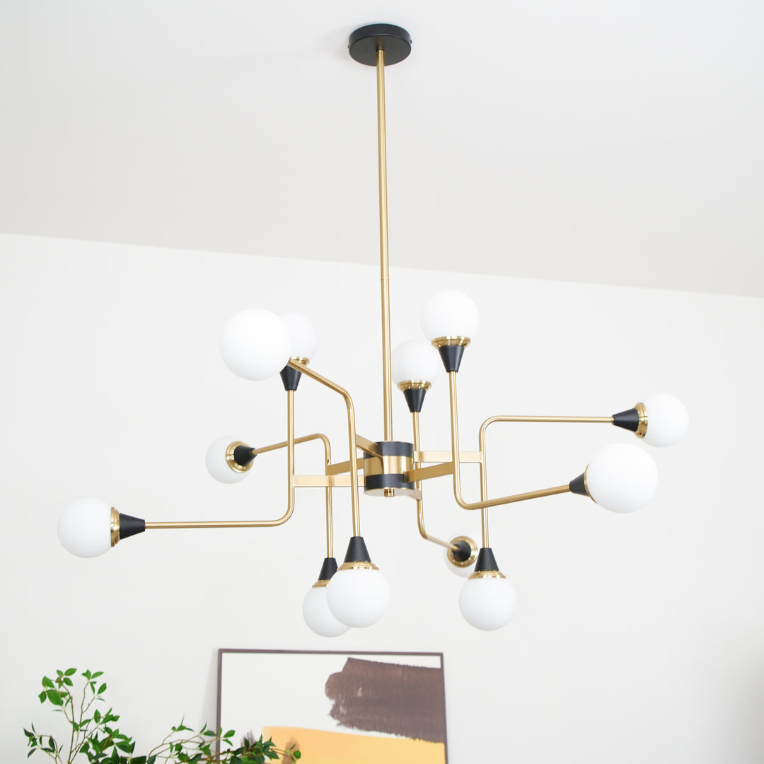 Mid-Century Six-Arm Globe Chandelier – detail 7