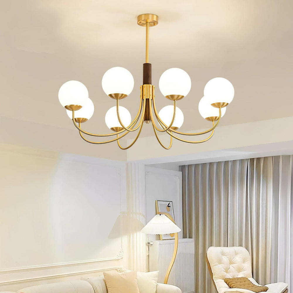 Midas Touch Walnut Sphere Chandelier - Vakkerlight