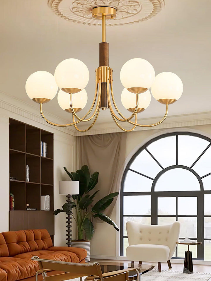 Midas Touch Walnut Sphere Chandelier - Vakkerlight