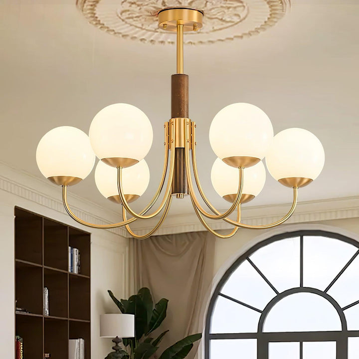 Midas Touch Walnut Sphere Chandelier - Vakkerlight