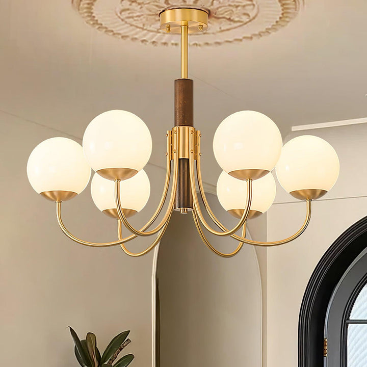 Midas Touch Walnut Sphere Chandelier - Vakkerlight