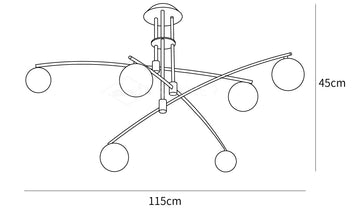 Modern Long Arm Chandelier — Dimension drawings 1