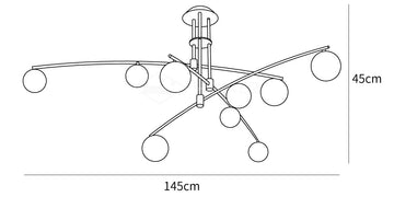 Modern Long Arm Chandelier — Dimension drawings 2