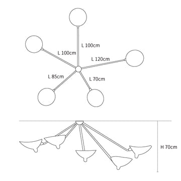 Multi-Arm Spider Ceiling Lamp B — Dimension drawings 4