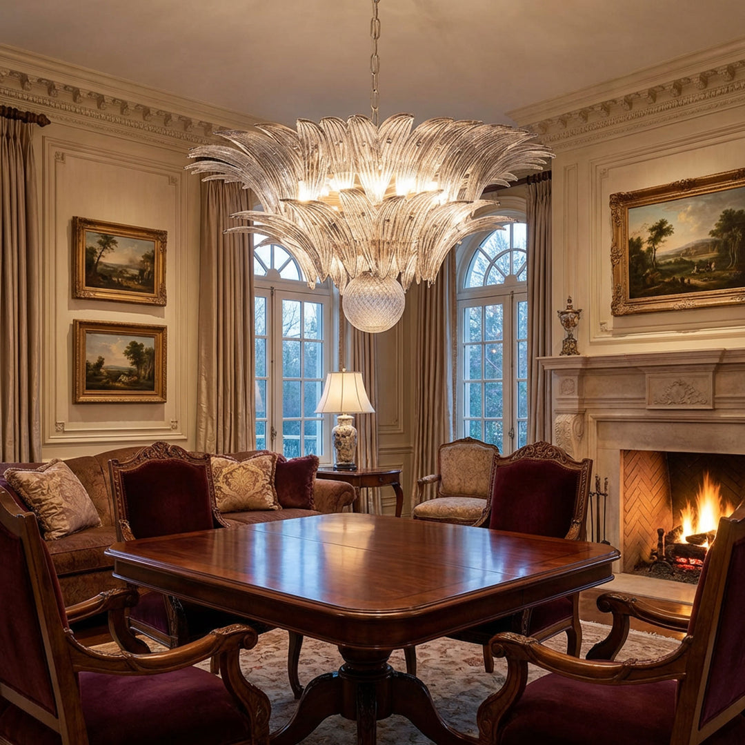 Murano Palmette Transparent Chandelier - Vakkerlight