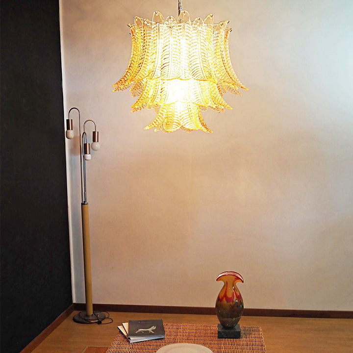 Murano Amber Glass Leaf Chandelier - Vakkerlight