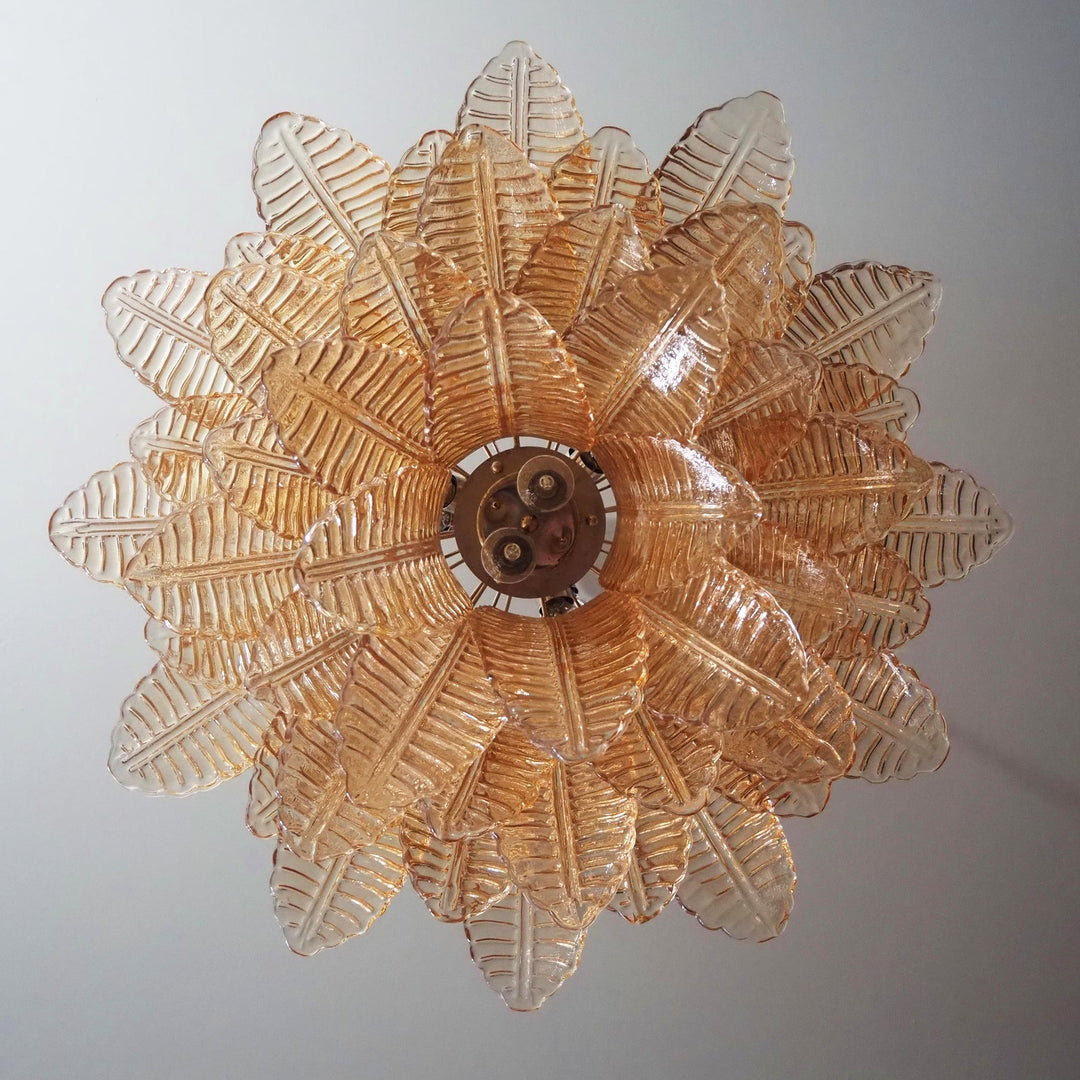 Murano Amber Glass Leaf Chandelier - Vakkerlight