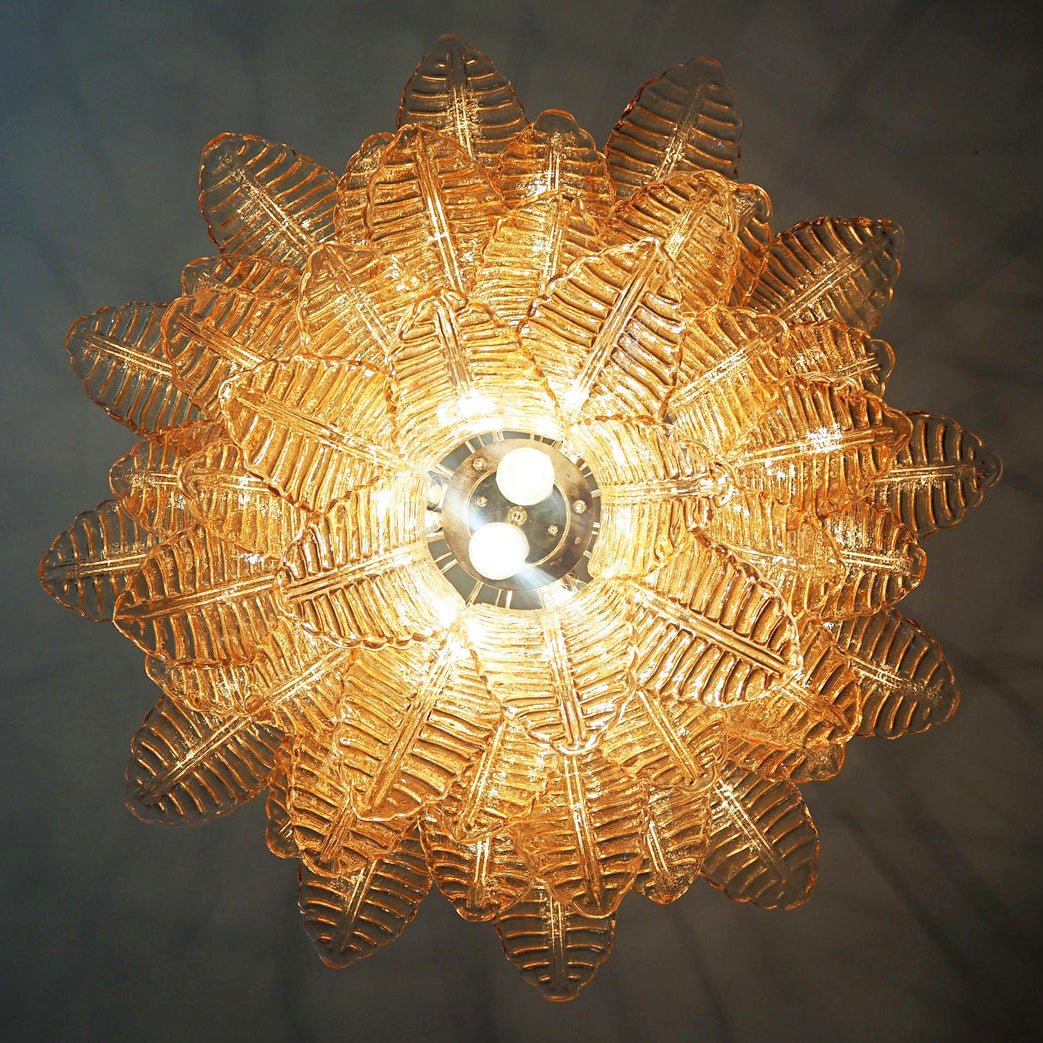 Murano Amber Glass Leaf Chandelier - Vakkerlight