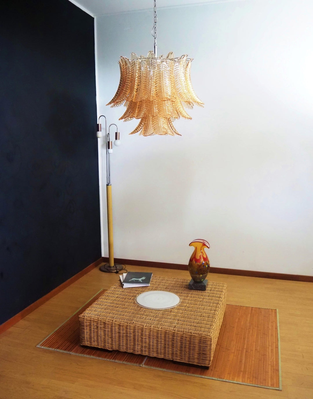 Murano Amber Glass Leaf Chandelier - Vakkerlight