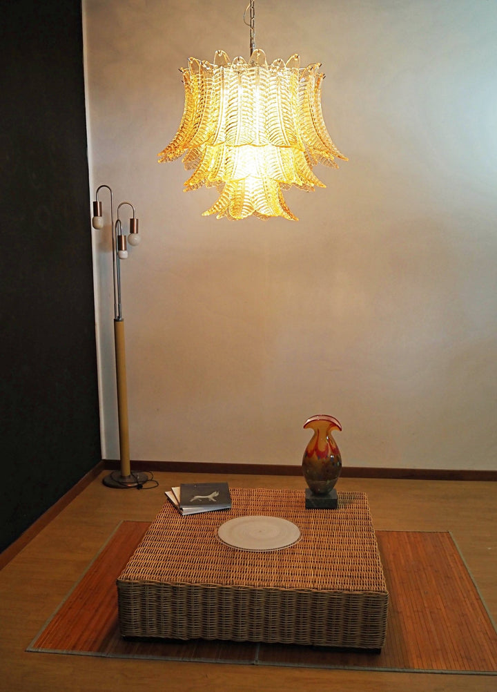 Murano Amber Glass Leaf Chandelier - Vakkerlight