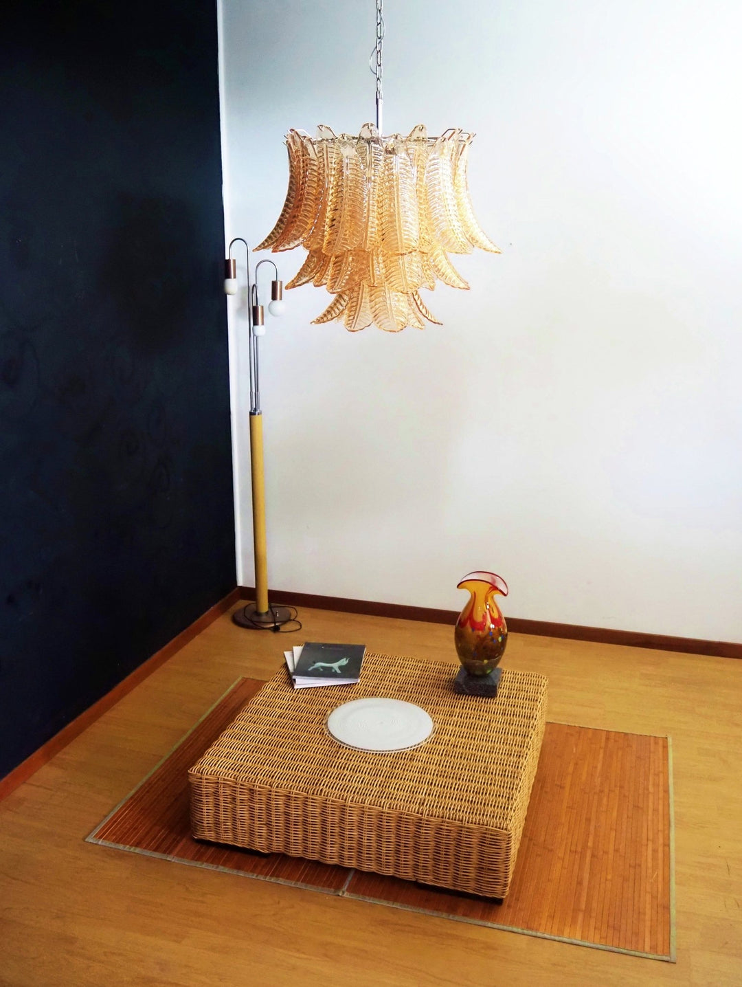 Murano Amber Glass Leaf Chandelier - Vakkerlight