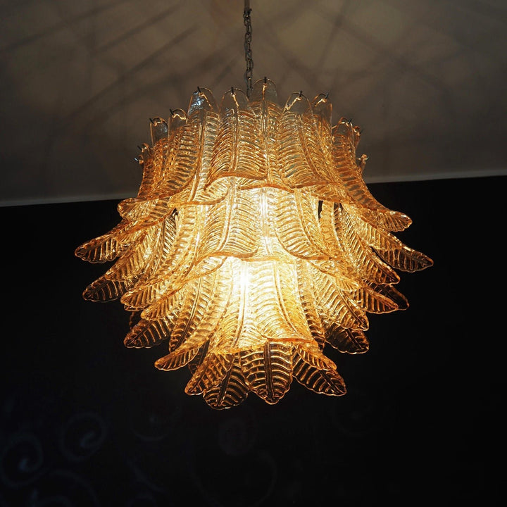 Murano Amber Glass Leaf Chandelier - Vakkerlight