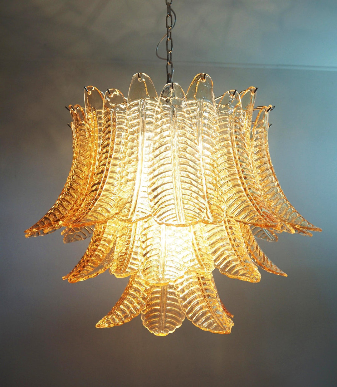 Murano Amber Glass Leaf Chandelier - Vakkerlight