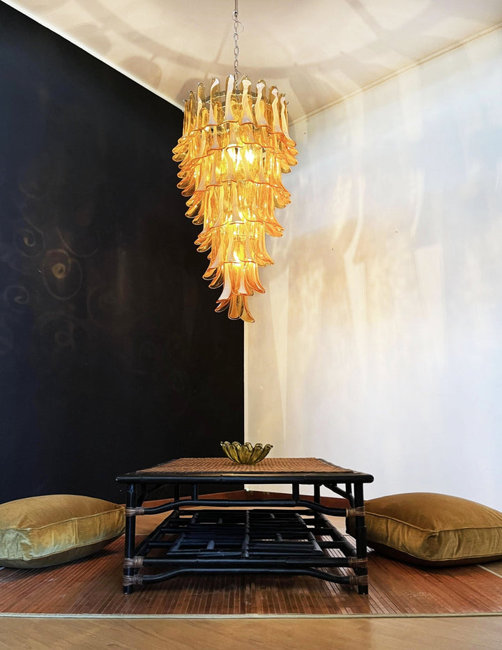 Murano Amber Petals Spiral Chandelier - Vakkerlight