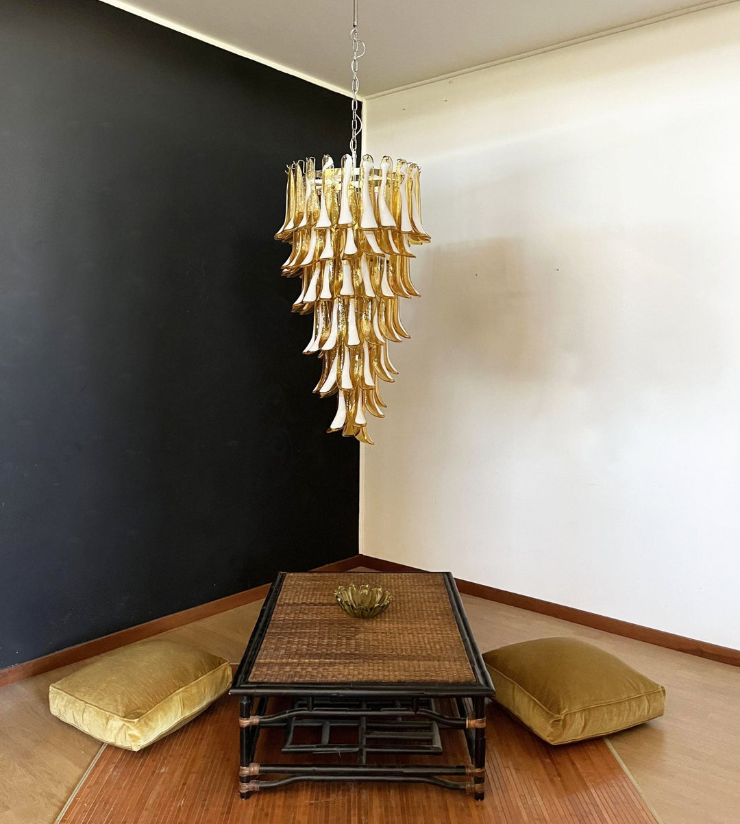 Murano Amber Petals Spiral Chandelier - Vakkerlight