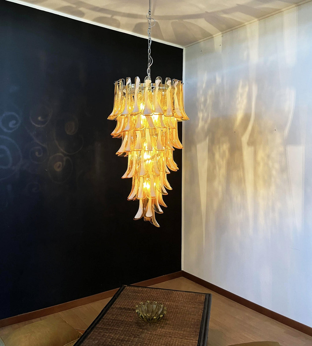 Murano Amber Petals Spiral Chandelier - Vakkerlight