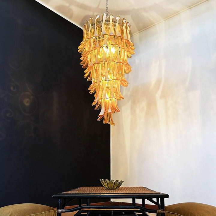 Murano Amber Petals Spiral Chandelier - Vakkerlight