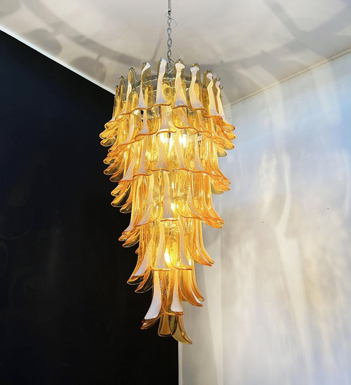 Murano Amber Petals Spiral Chandelier - Vakkerlight