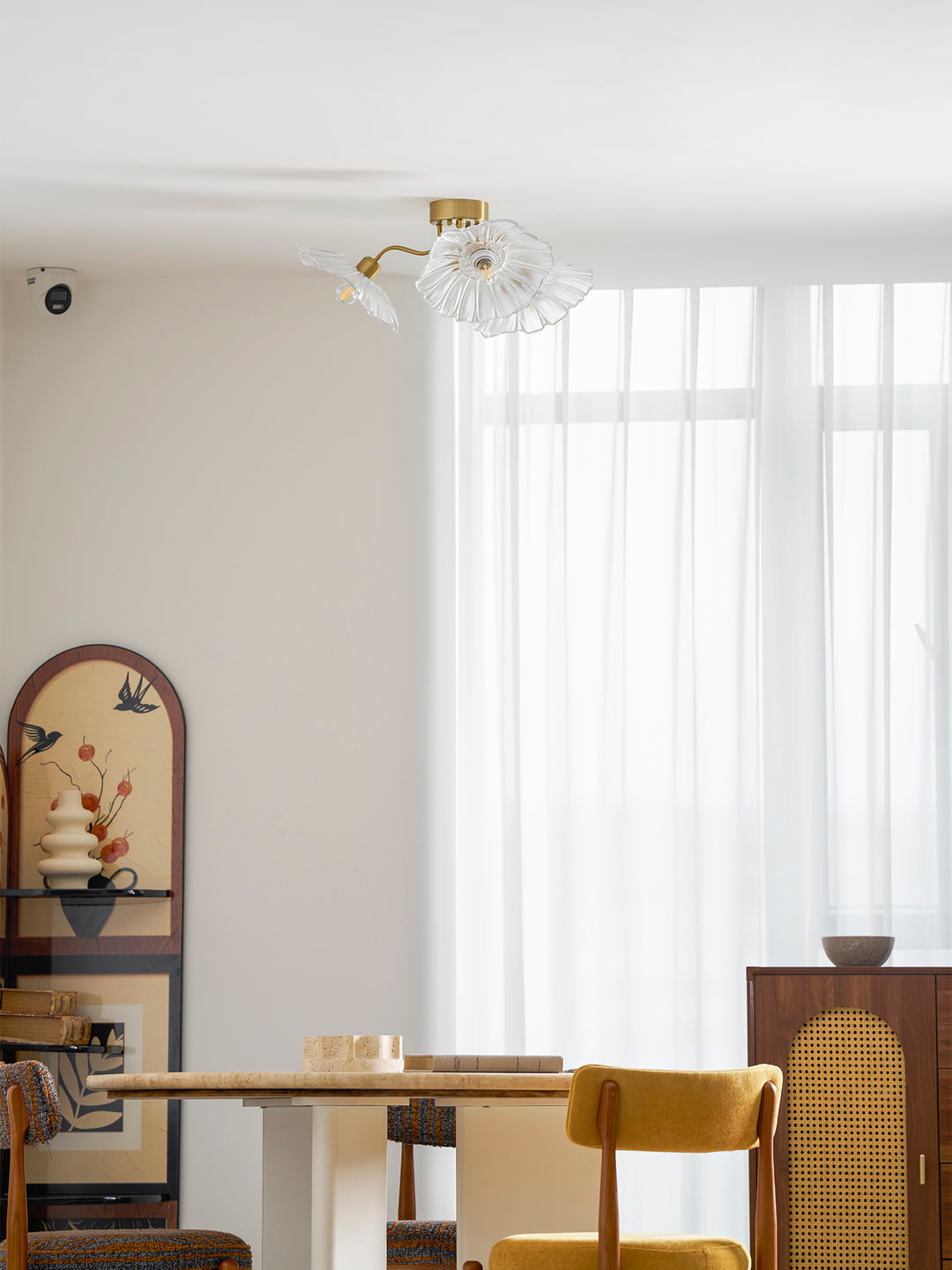 Lampada da soffitto in vetro foglia di loto
