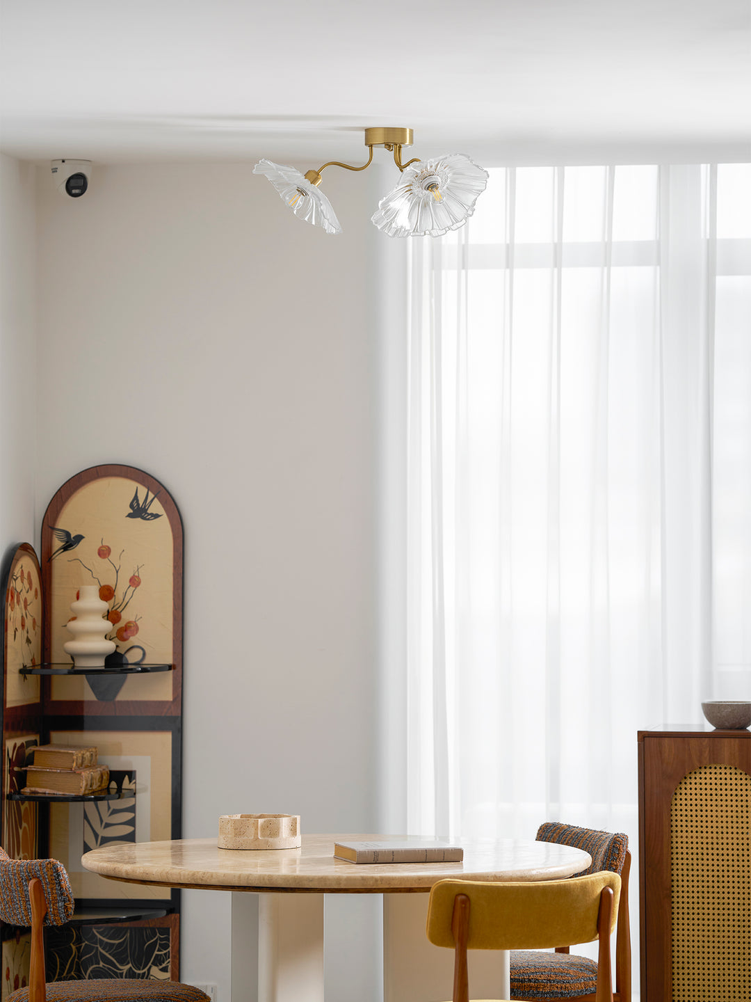 Lampada da soffitto in vetro foglia di loto