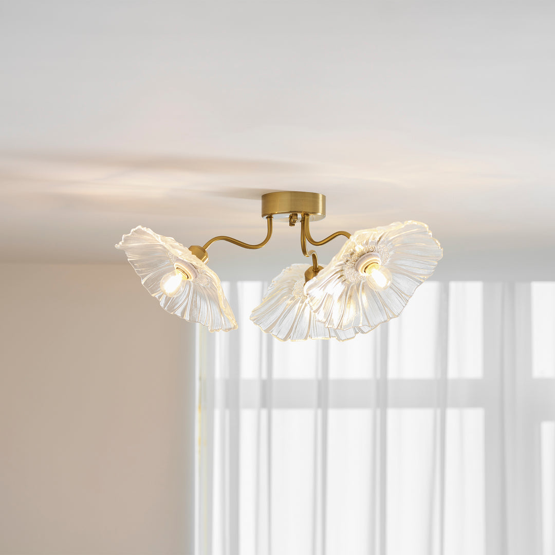 Lampada da soffitto in vetro foglia di loto
