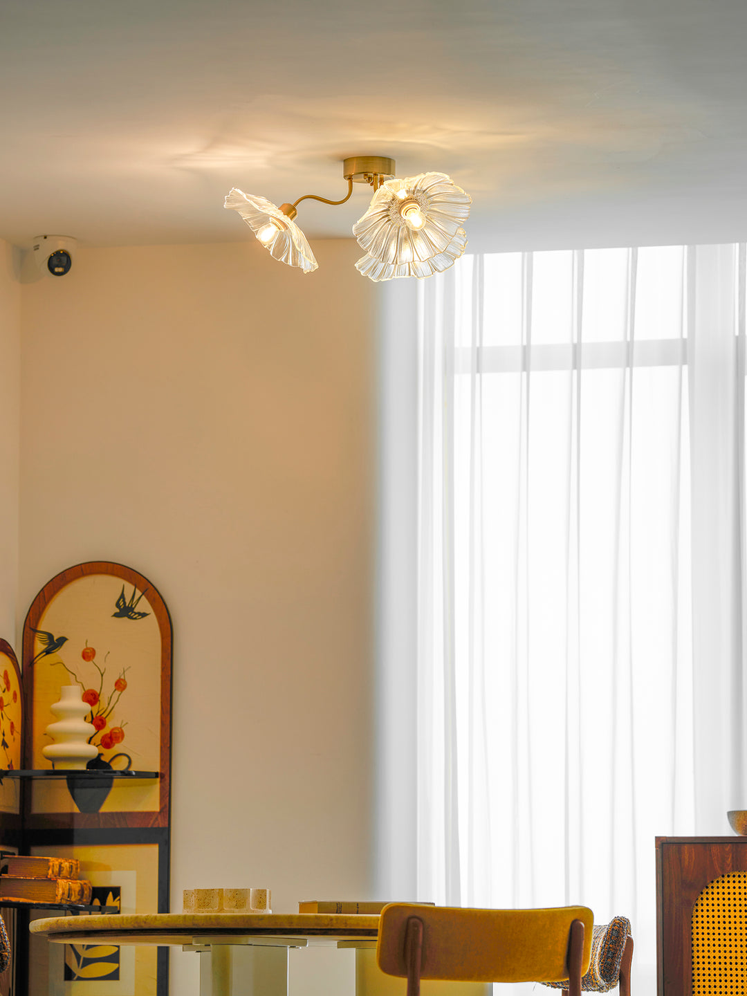 Lampada da soffitto in vetro foglia di loto