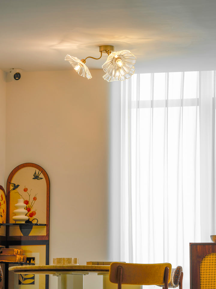 Lampada da soffitto in vetro foglia di loto