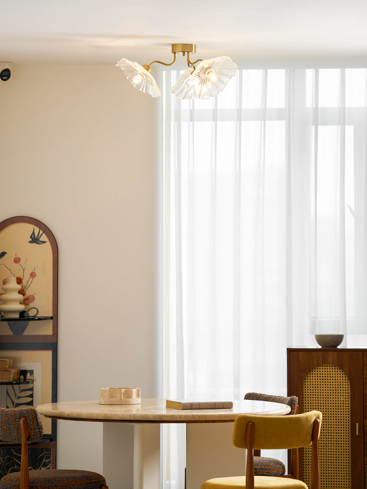 Lampada da soffitto in vetro foglia di loto