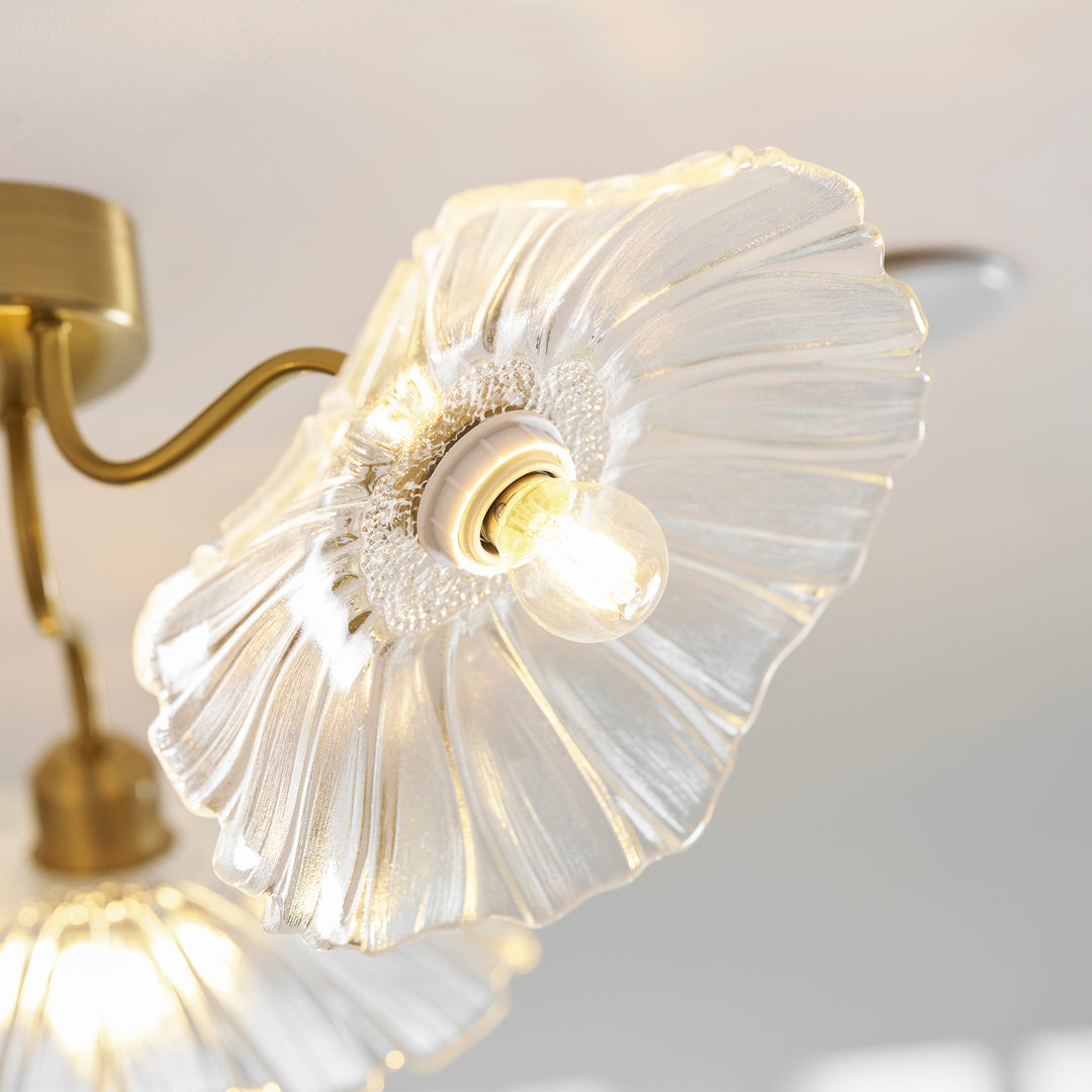 Lampada da soffitto in vetro foglia di loto
