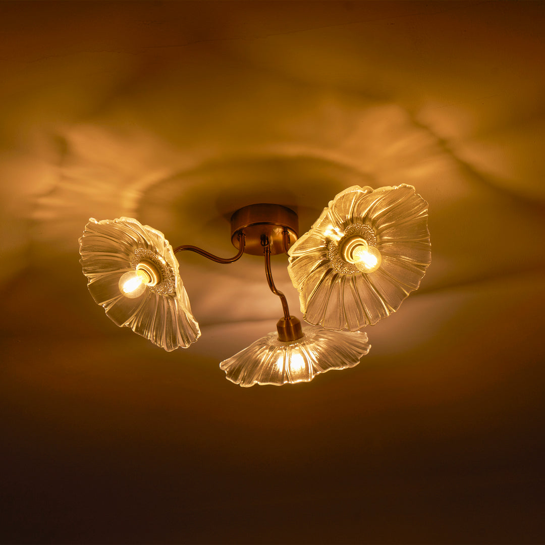 Lampada da soffitto in vetro foglia di loto