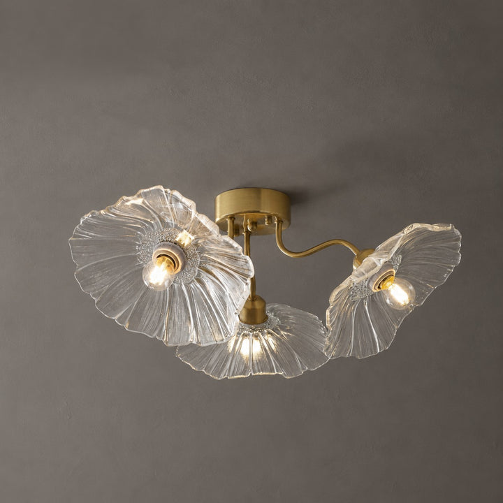 Lampada da soffitto in vetro foglia di loto