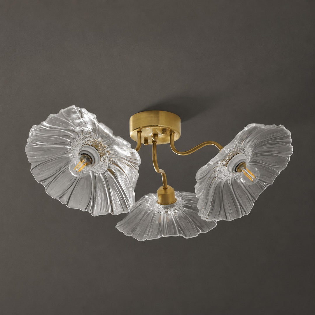 Lampada da soffitto in vetro foglia di loto