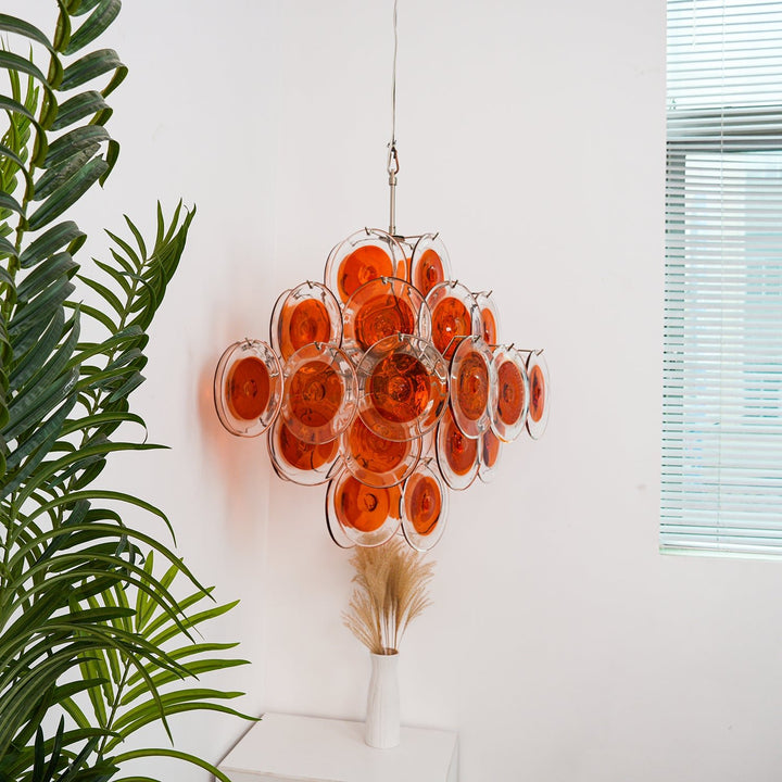 Orange Transparent Murano Disc Chandelier - Vakkerlight