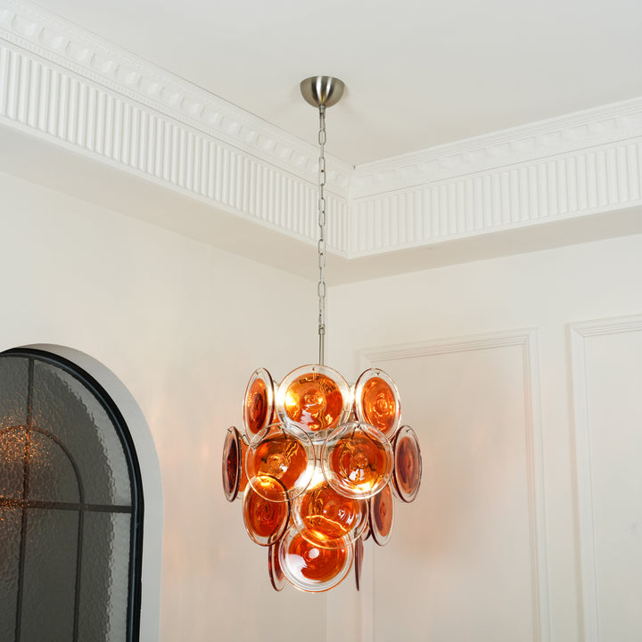 Murano Orange Disk Glass Chandelier - Vakkerlight