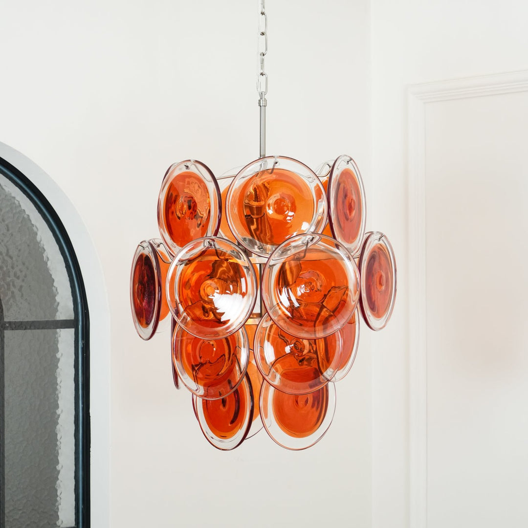 Murano Orange Disk Glass Chandelier - Vakkerlight