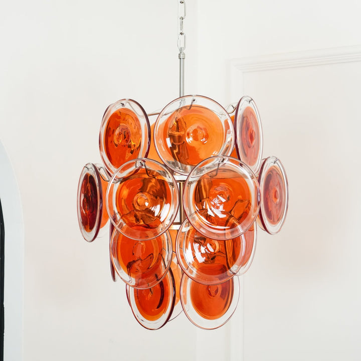 Murano Orange Disk Glass Chandelier - Vakkerlight