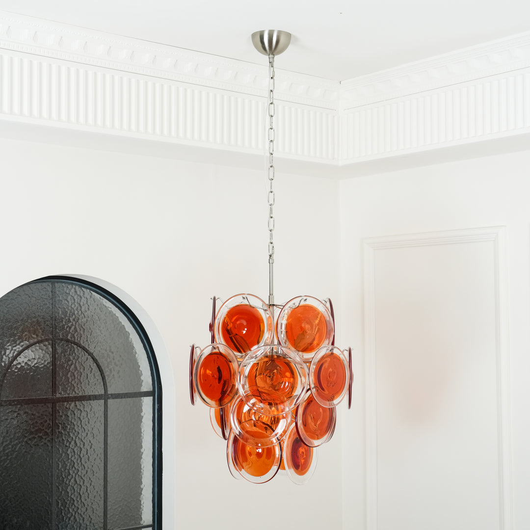 Murano Orange Disk Glass Chandelier - Vakkerlight