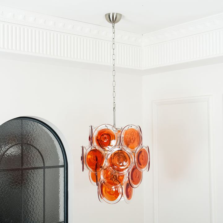 Murano Orange Disk Glass Chandelier - Vakkerlight