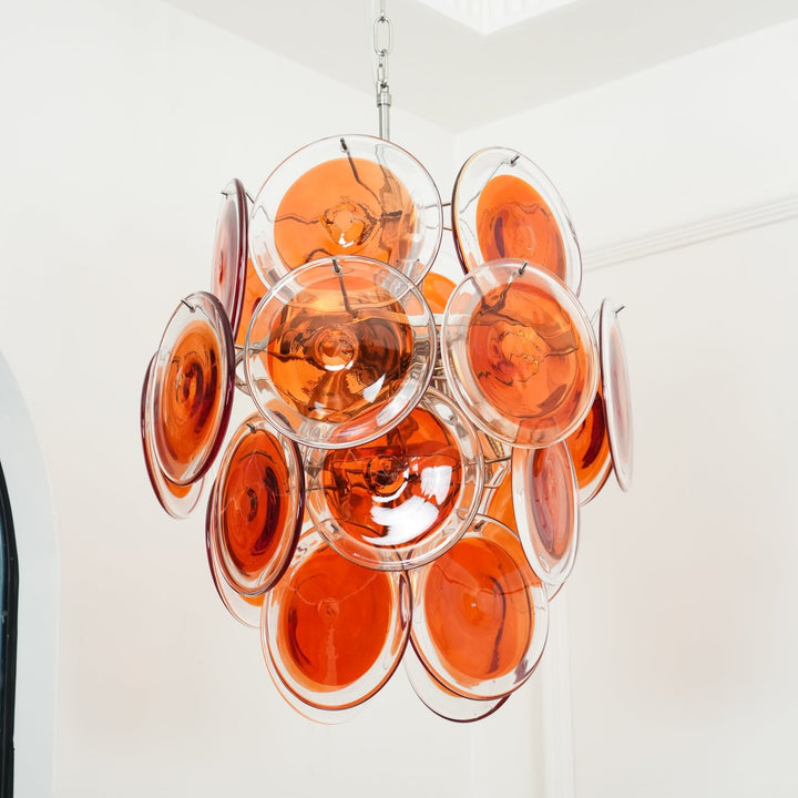 Murano Orange Disk Glass Chandelier - Vakkerlight