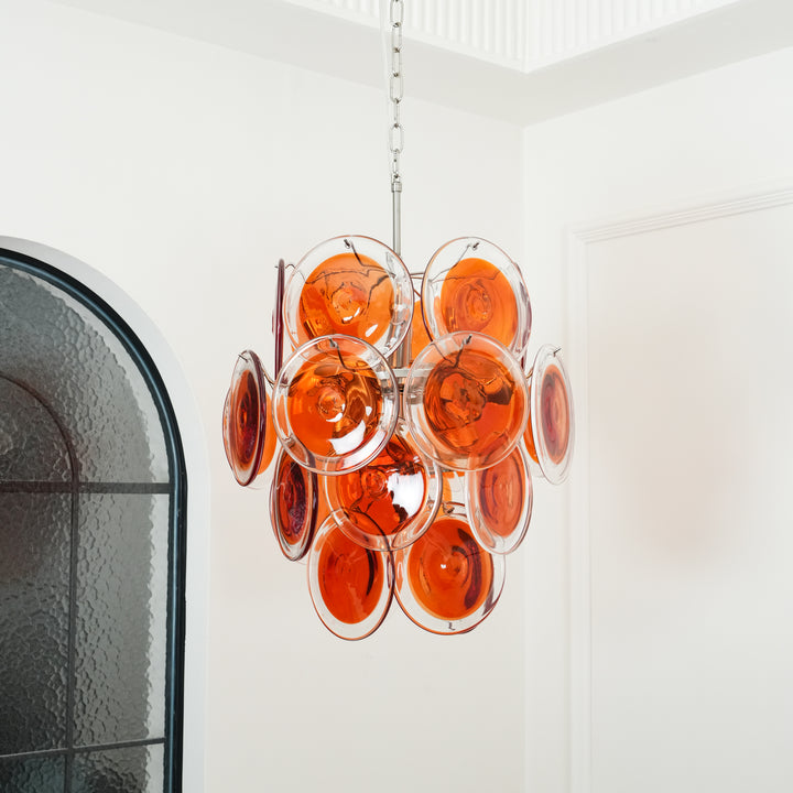 Murano Orange Disk Glass Chandelier - Vakkerlight