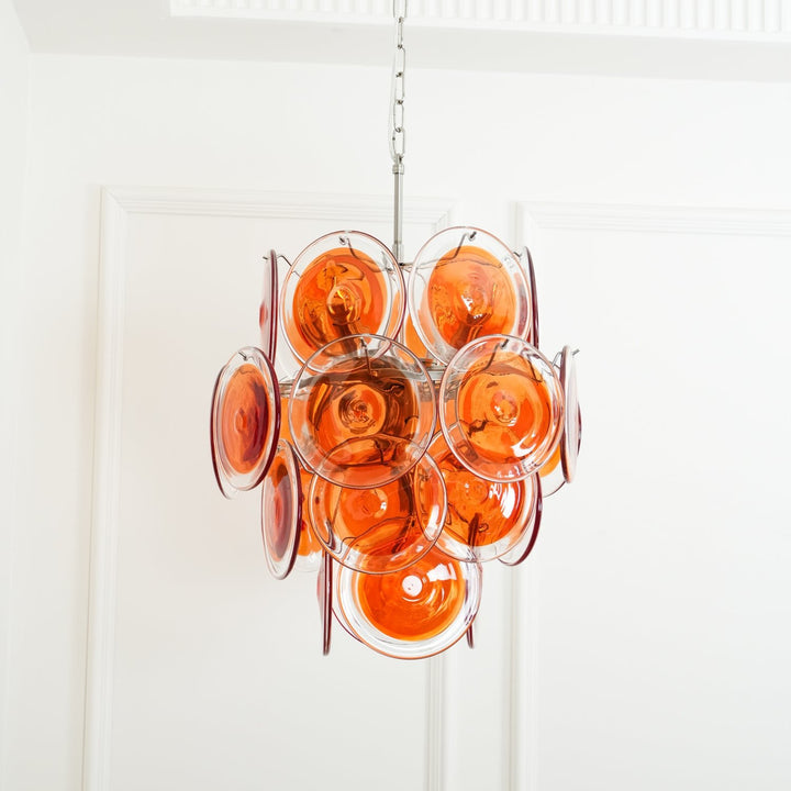 Murano Orange Disk Glass Chandelier - Vakkerlight