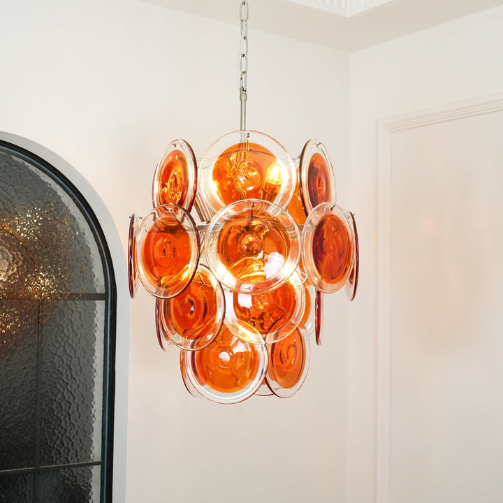 Murano Orange Disk Glass Chandelier - Vakkerlight